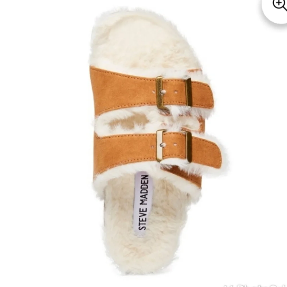 NEW Steve Madden Cognag Faux fur lined sandal